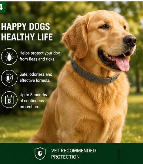 Dog Flea Collar, Flea Collars for Dogs, Natural Flea Tick Collar, 8 Months Protection, Adjustable Size, Easy to Use,2P