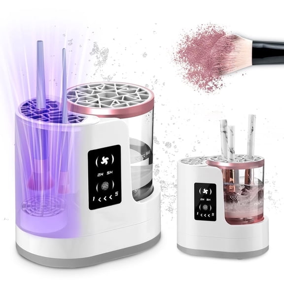 Wiher Makeup Brush Cleaner, Makeup Brush Dryer, Portable Automatic Cosmetic Brushes Cleaner Tool for All Size Beauty Makeup Brush Set(White)