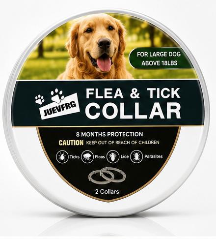 Dog Flea Collar, Flea Collars for Dogs, Natural Flea Tick Collar, 8 Months Protection, Adjustable Size, Easy to Use,2P
