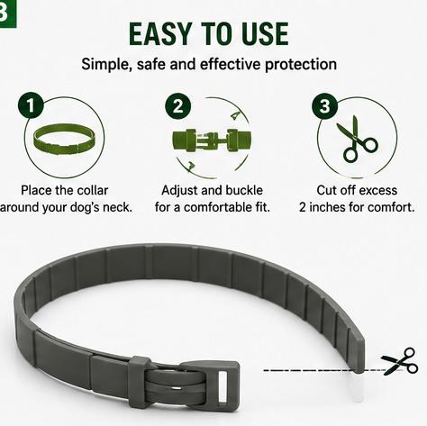 Dog Flea Collar, Flea Collars for Dogs, Natural Flea Tick Collar, 8 Months Protection, Adjustable Size, Easy to Use,2P