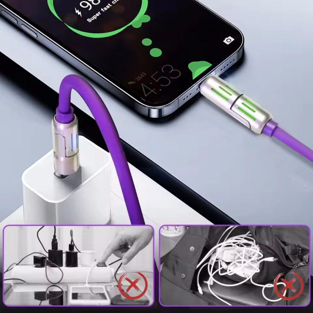 Multi Connectors 4 in 1 Charger Rotating Elbow USB to Type-C 1.5m Mobile Phone 240W Fast Charging Silicone Cable Data Transfer