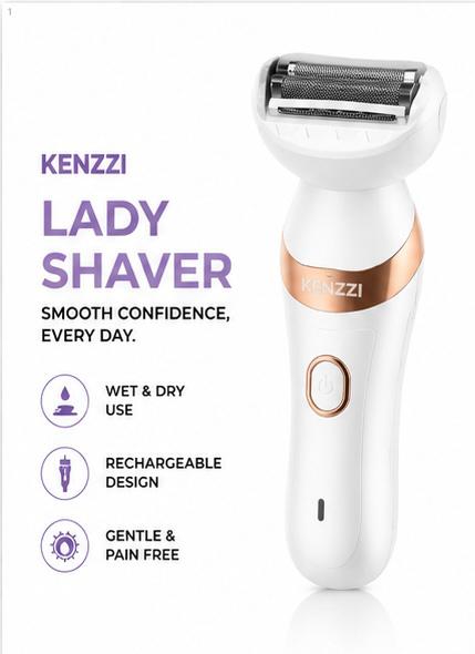 KENZZI Lady Shaver Rechargeable Electric Shaver for Women, Wet & Dry Use, Water-Resistant, Contouring Head