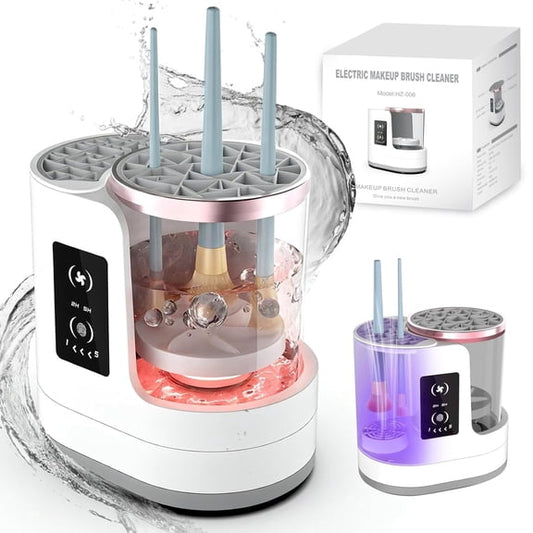 Wiher Makeup Brush Cleaner, Makeup Brush Dryer, Portable Automatic Cosmetic Brushes Cleaner Tool for All Size Beauty Makeup Brush Set(White)
